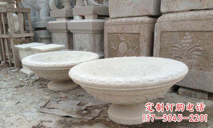浙江细腻雅致的大理石花盆石雕
