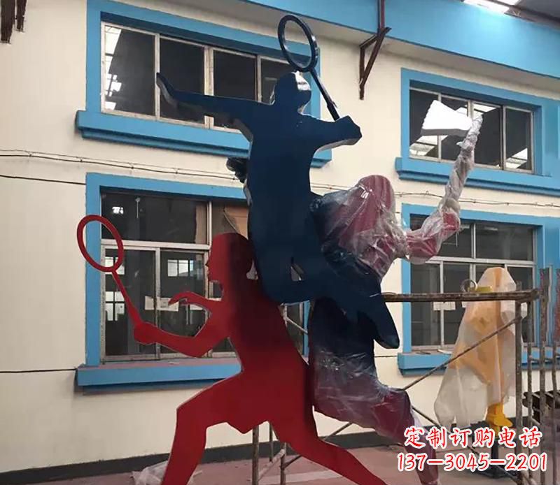 浙江广场不锈钢打羽毛球雕塑2