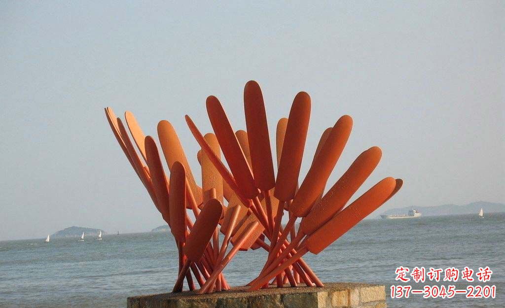 浙江海边不锈钢抽象船桨雕塑