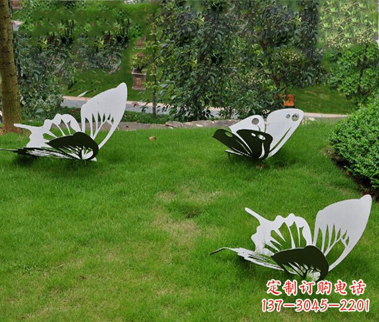 浙江镜面不锈钢蝴蝶公园草坪动物雕塑摆件