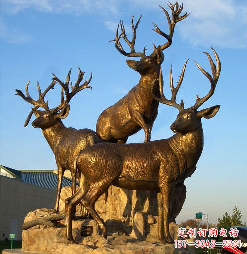 浙江三鹿登高鹿景观铜雕，让你秀智慧雕刻艺术