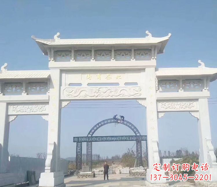 浙江石牌坊三门牌坊石雕 (4)