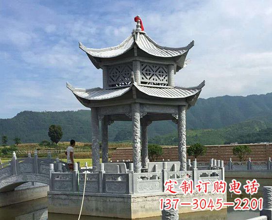 浙江双层仿古凉亭石雕_1