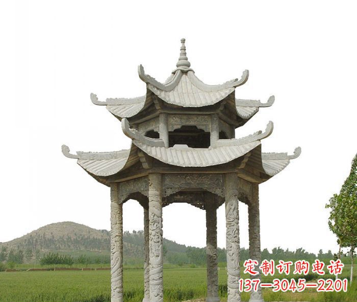 浙江双层仿古石雕凉亭