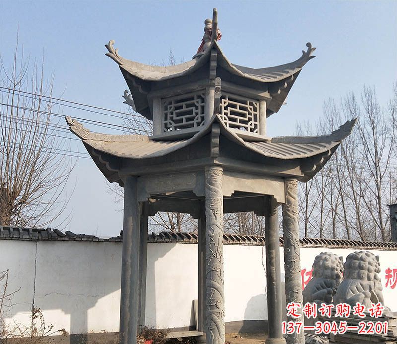 浙江双层户外凉亭石雕 (2)