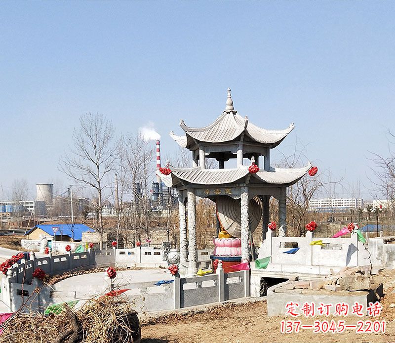 浙江双层石凉亭石雕 (2)