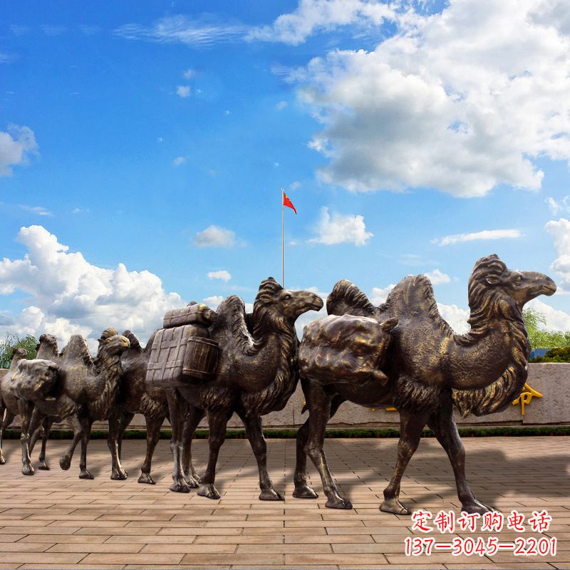 浙江丝绸之路骆驼队仿铜景观雕塑