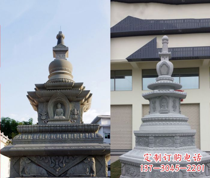 浙江寺庙景观舍利塔石雕 (3)
