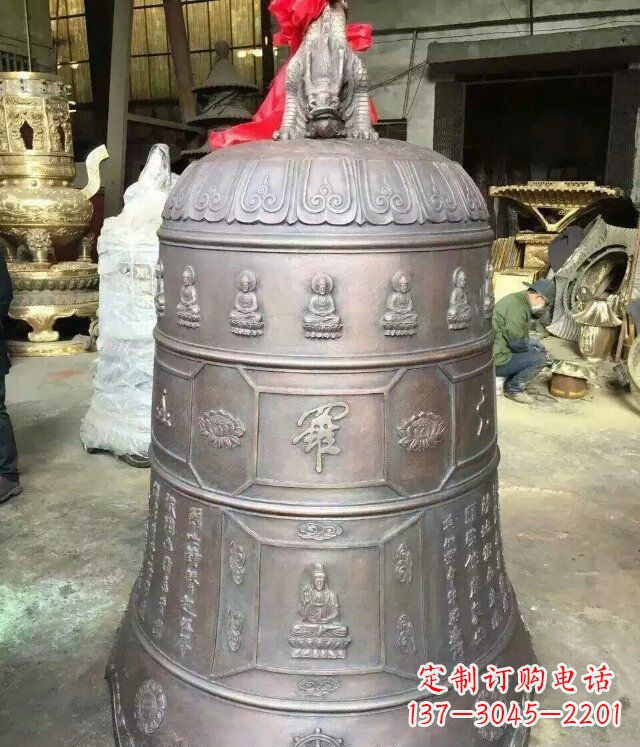 浙江寺庙铜雕钟铸铜钟雕塑