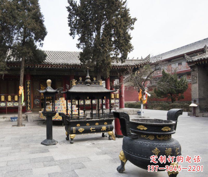 浙江寺庙铜香炉铜雕