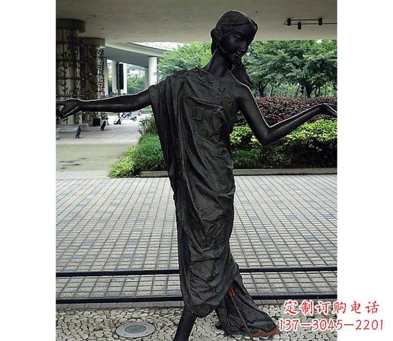 浙江跳舞的女孩街边景观铜雕