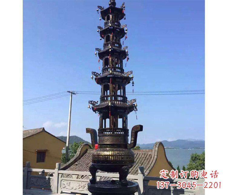 浙江铜雕寺庙大型多层香炉