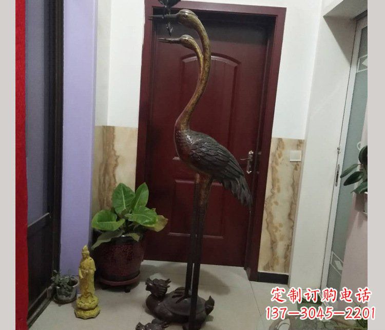 浙江铜雕仙鹤踩龟雕塑摆件 (2)