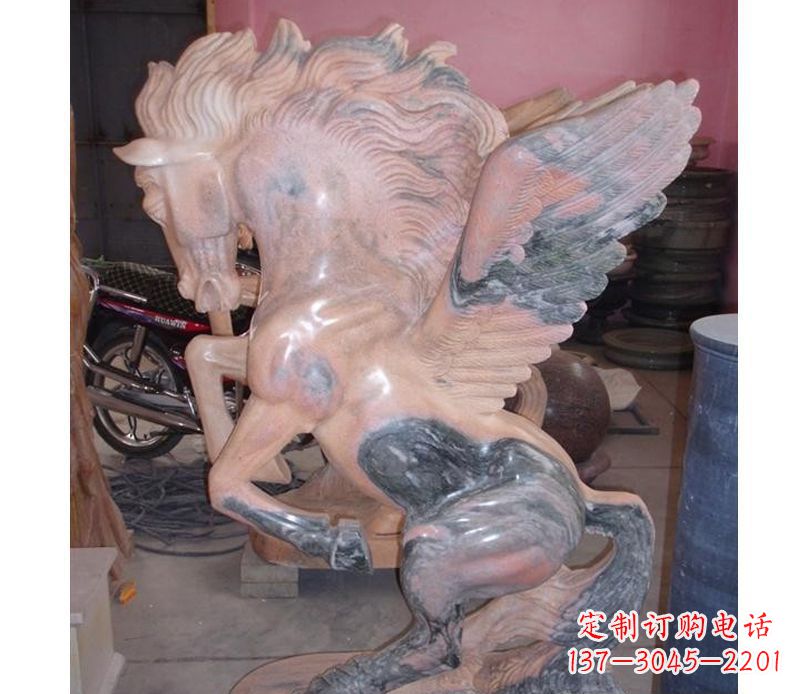 浙江晚霞红奔马石雕