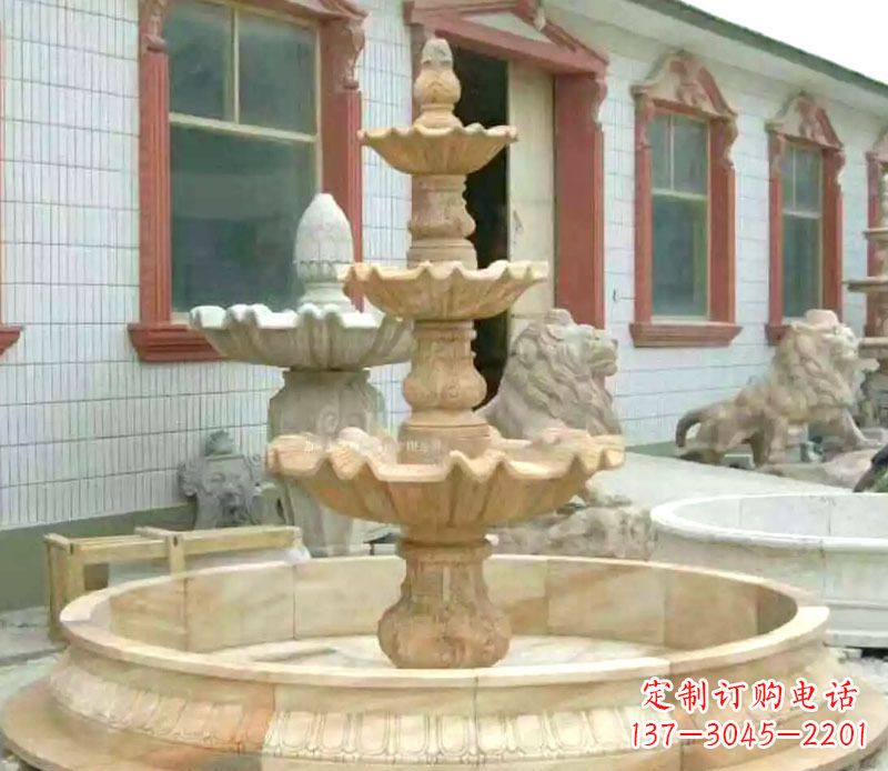 浙江晚霞红大型喷泉石雕 (3)