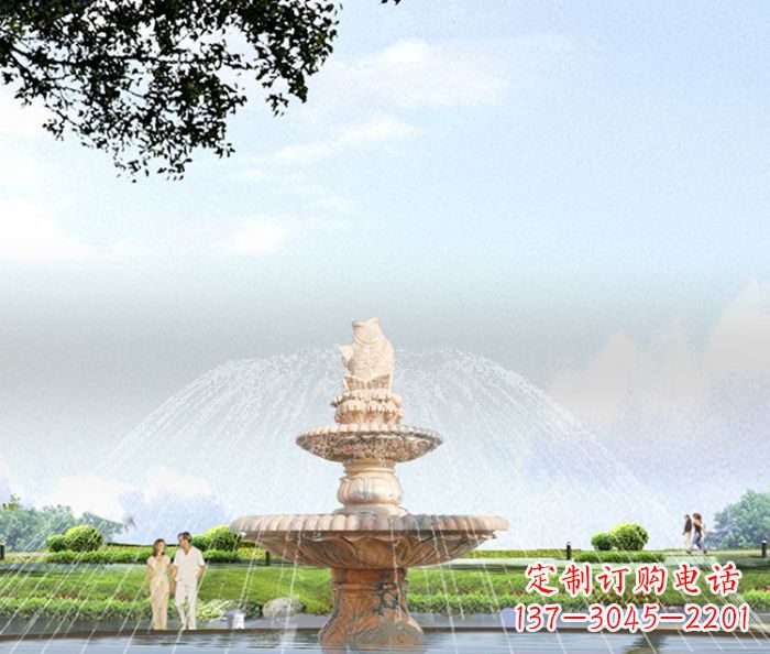 浙江晚霞红多层大型石雕喷泉 (4)
