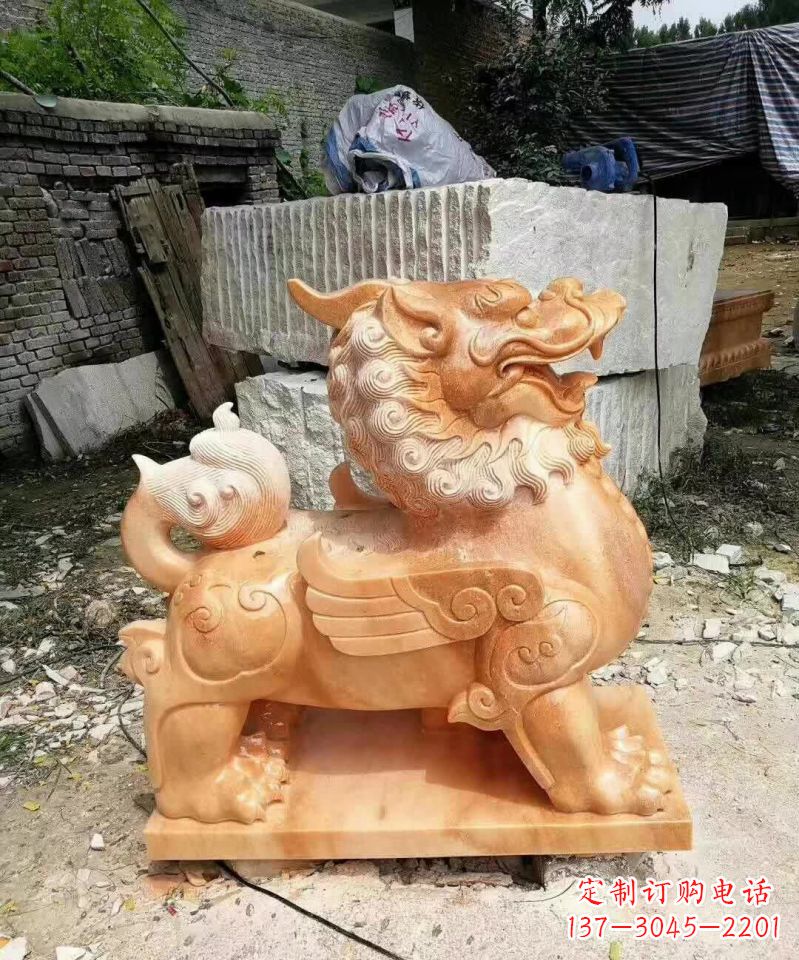 浙江晚霞红貔貅雕塑1