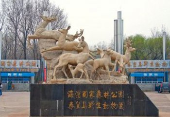 浙江梅花鹿雕塑——令公园更美丽