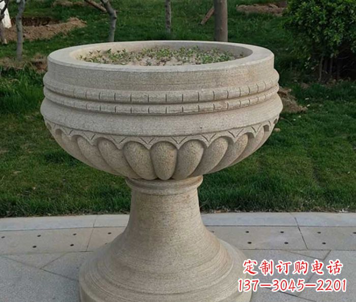 浙江小区大理石花盆摆件石雕