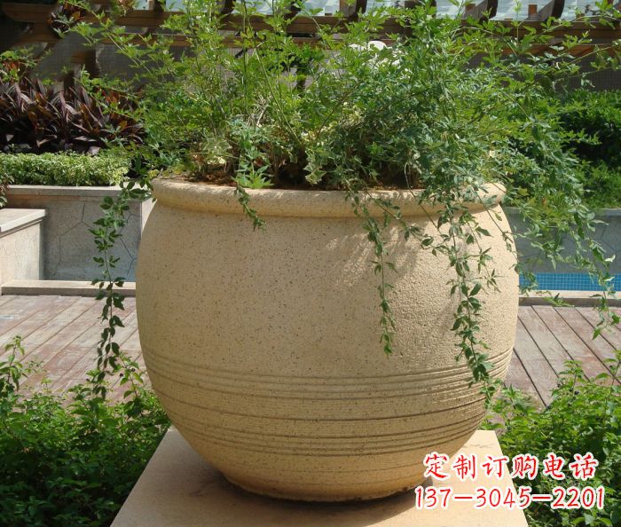 浙江小区景观大理石花盆石雕 (2)
