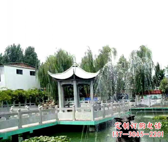 浙江园林景观单层六角石雕凉亭