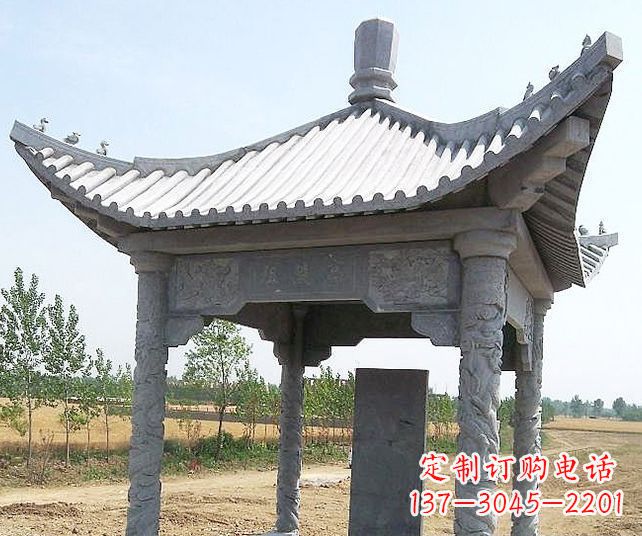 浙江园林景观单层石雕凉亭 (4)