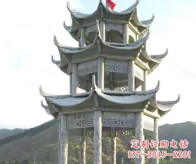 浙江园林景观多层凉亭石雕 (3)