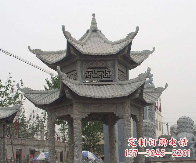 浙江园林景观仿古石雕凉亭 (2)
