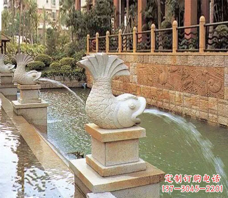 浙江园林鲤鱼喷泉景观石雕