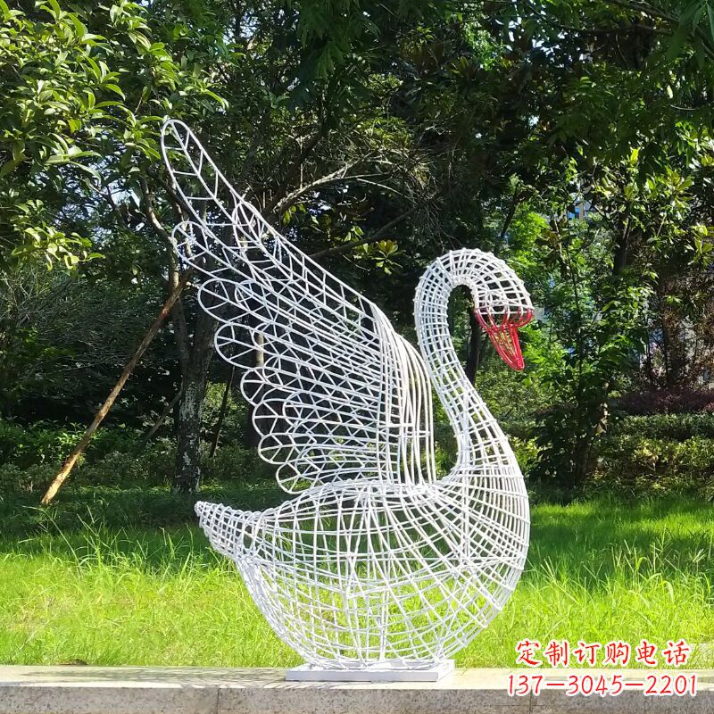 浙江展翅款网格天鹅雕塑(嘴部为实体)