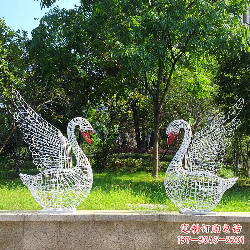 浙江展翅天鹅网格雕塑-上色款