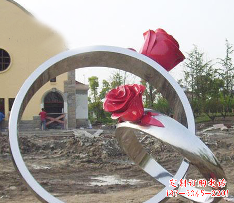浙江广场景观不锈钢戒指雕塑